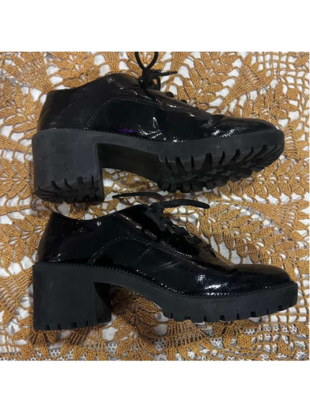 Women's MIX NO. 6 Black Patent Leather Platform Oxfords Size 6